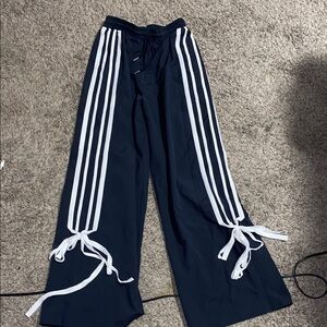 womens Navy Blue Track Pants with White Stripes